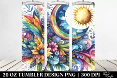 Vibrant Watercolor Half Moon Drawing | 20 oz Tumbler Product Image 2