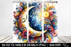 Vibrant Watercolor Half Moon Drawing | 20 oz Tumbler Product Image 2