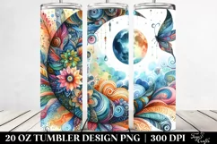 Vibrant Watercolor Half Moon Drawing | 20 oz Tumbler Product Image 2
