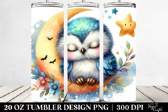Cute Baby Owl Sleeping Under Stars, Transparent 20 Oz Product Image 2