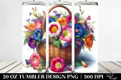 20 Oz Tumbler Sublimation | Vibrant Watercolor Basket | Product Image 2