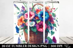20 Oz Tumbler Sublimation | Vibrant Watercolor Basket | Product Image 2