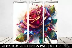 Detailed Shiny Rose Watercolor Splash | 20 Oz Tumbler Product Image 2
