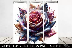 Detailed Shiny Rose Watercolor Splash | 20 Oz Tumbler Product Image 2