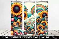 Colorful Retro with Sunflowers | 20 oz Tumbler Product Image 2
