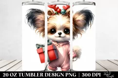 Crazy Baby Papillon with Reindeer Horns, PNG Product Image 2