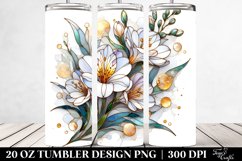 Detailed Stained Freesia Watercolor Splash | 20 Oz Tumbler Product Image 2
