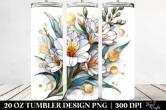 Detailed Stained Freesia Watercolor Splash | 20 Oz Tumbler Product Image 2