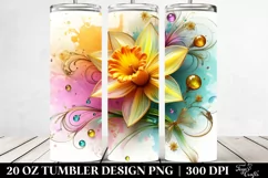 Colorful Daffodil White Background | 20 Oz Tumbler Product Image 2