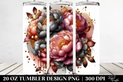 Abstract Shiny Peonies Glossy | 20 Oz Tumbler Product Image 2