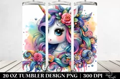 Watercolor Unicorn in the Style of | 20 oz Tumbler Product Image 2