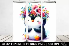 Cute Penguin with Flower Crown | 20 oz Tumbler Product Image 2