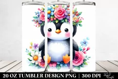 Cute Penguin with Flower Crown | 20 oz Tumbler Product Image 2