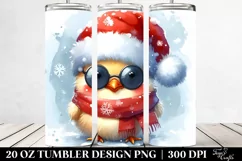 Cute Watercolor Chicken with Santa Hat 20 Oz Tumbler Product Image 2