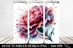 20 Oz Tumbler Sublimation | Shiny Watercolor Carnation | Product Image 2