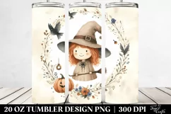 Vintage Funny Witch Watercolor Image | 20 oz Tumbler Product Image 2
