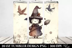 Vintage Funny Witch Watercolor Image | 20 oz Tumbler Product Image 2