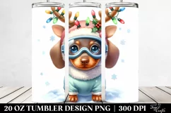 a cute Dachshund in Winter Watercolor Clipart Product Image 2
