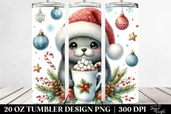 cute Seal with Hot Cocoa Watercolor Product Image 2