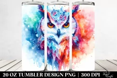 Vibrant Abstract Owl Ice | 20 oz Tumbler Product Image 2