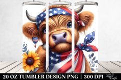 Confused Highland Cow in USA Bandana | 20 oz Tumbler Product Image 2