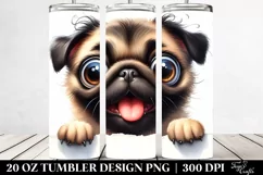 Cute Crazy Looking Pug Watercolor | 20 Oz Tumbler Product Image 2