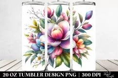 20 Oz Tumbler Sublimation | Vibrant Watercolor Bouquet | Product Image 2