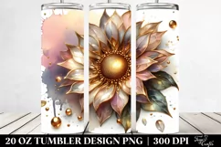 20 Oz Tumbler Sublimation | Glossy Sunflower | Watercolor Product Image 2