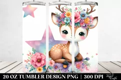 Watercolor Deer with Flower Crown 20 Oz Tumbler Product Image 2