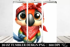 Funny Parrot with Bandana, Transparent 20 Oz Tumbler Product Image 2