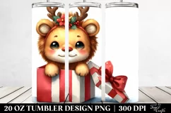 cute Lion in Winter Watercolor Clipart Product Image 2