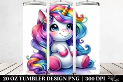 Cute Unicorn Sitting Funny | 20 Oz Tumbler Product Image 2