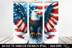 a Detailed Watercolor Patriotic Bald Eagle | 20 oz Tumbler Product Image 2