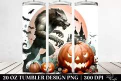 Simple Funny Halloween Werewolf 20 Oz Tumbler Product Image 2