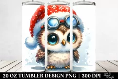 Expressive Baby Owl with Santa Hat, PNG Product Image 2