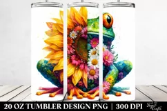 Abstract Vibrant Frog with Sunflower | 20 oz Tumbler Product Image 2