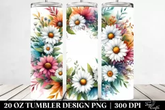 Vibrant Abstract Whreath with Daisy | 20 oz Tumbler Product Image 2