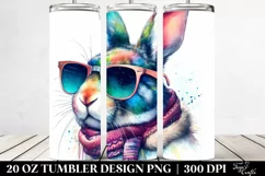 Quirky Rabbit Portrait with Sunglasses | 20 oz Tumbler Product Image 2
