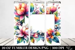 20 Oz Tumbler Sublimation | Colorful Watercolor Frame with Product Image 2