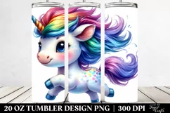 Vibrant Baby Unicorn Running Wild, Transparent 20 Oz Tumbler Product Image 2