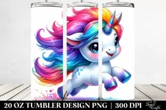Expressive Baby Unicorn Jumping Clipart, Transparent 20 Oz Product Image 2
