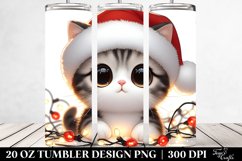 Cute Kitten Entangled in Christmas Lights 20 Oz Tumbler Product Image 2