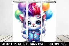 Colorful Baby Cat with Balloons, Sublimation Clipart Product Image 2