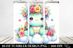 Watercolor Turtle with Flower Crown 20 Oz Tumbler Product Image 2