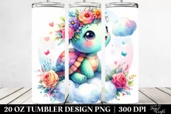 Watercolor Turtle with Flower Crown 20 Oz Tumbler Product Image 2