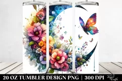Colorful Half Moon with Flowers, Transparent 20 Oz Tumbler Product Image 2
