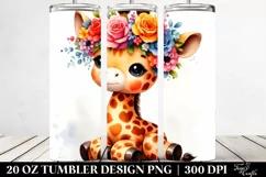 Cartoon Giraffe with Flower Crown | 20 oz Tumbler Product Image 2