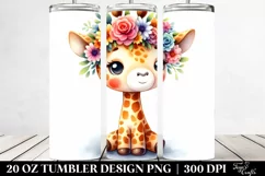 Cartoon Giraffe with Flower Crown | 20 oz Tumbler Product Image 2