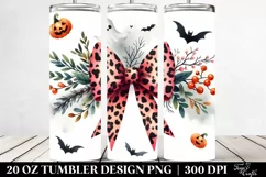 Washed Watercolor Halloween Animal Print Coquette Bow | 20 Product Image 2