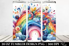 Vibrant Watercolor Rainbow Tumbler Product Image 2